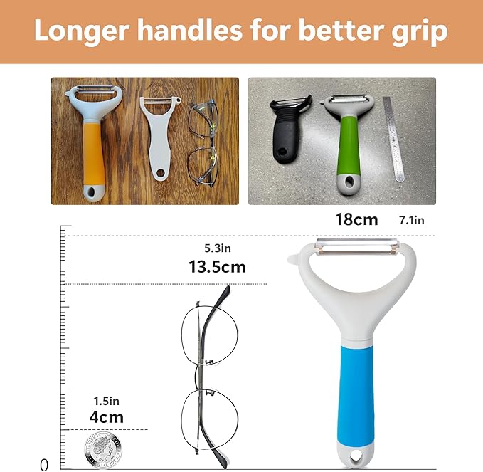 Li&Zhao Vegetable Peelers - Potato Peelers Fruit Peeler Veggie Peeler Carrot Peeler Apple Peeler Garlic Peeler I and Y Peelers for Kitchen Julienne Peeler(Blue)