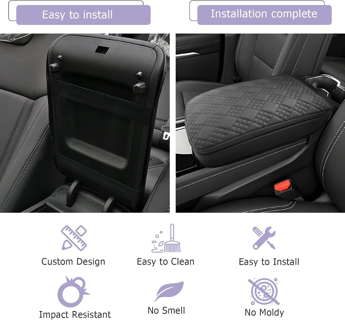 2025 2026 Traverse Center Console Cover Compatible with 2024 2025 2026 Chevrolet Traverse Accessories 2025 Traverse LT/RS/Z71/High Country Armrest Console Cover (Thick Black)