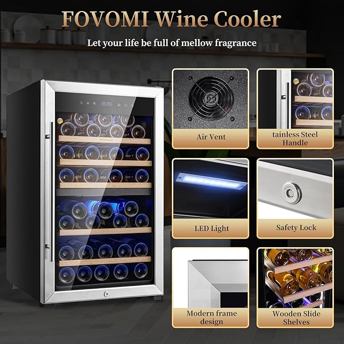 Wine Fridge,52-bottle Wine Cooler Refrigerators Freestanding Wine Refrigerator,(Bordeaux 750ml) Dual Zone Compressor Wine Chiller