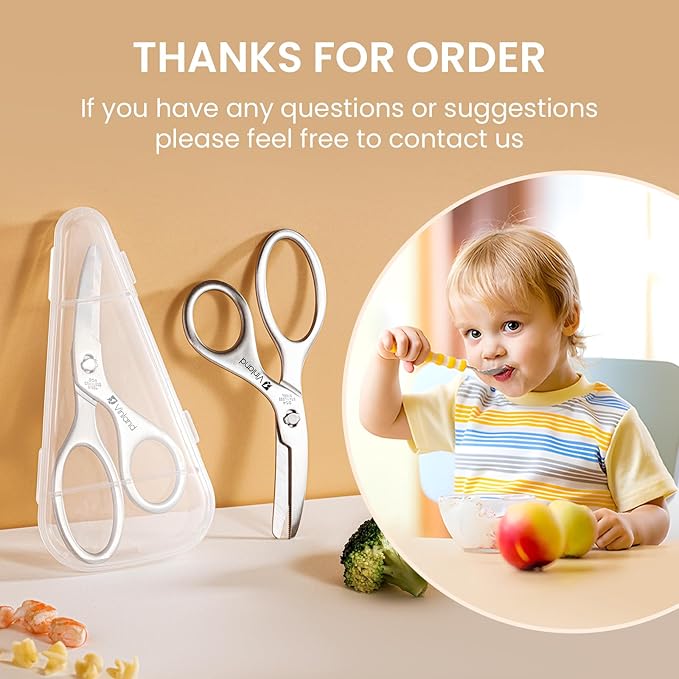 Stainless Steel Baby Food Scissors, Baby Food Scissors With Travel Case, Ideal For Pizza, Meats, Noodles, Vegetables, And Fruits