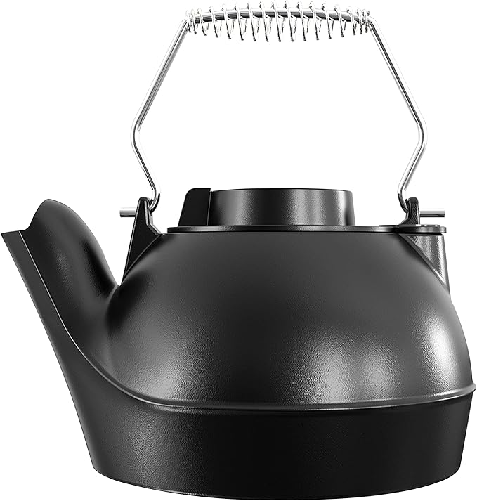 Fire Beauty Humidifying Iron Kettle,Stove Humidifier,Wood Stove Kettle,Cast Iron,Chrome handle
