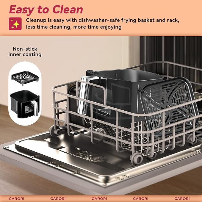Air Fryer 12 Preset with Viewing Window, 6Qt Large Capacity, 400℉ Max Crisp, Airfryer, Bake, Roast, Dehydrate, Reheat, 1700W Quick Even Easy Meals, Nonstick Dishwasher Safe Basket