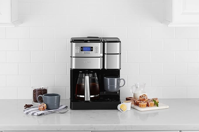 Cuisinart Coffee Center Grind and Brew Plus, Built-in Coffee Grinder, Coffeemaker and Single-Serve Brewer with 6oz, 8oz and 10oz Serving Size, Black/Silver, SS-GB1NAS
