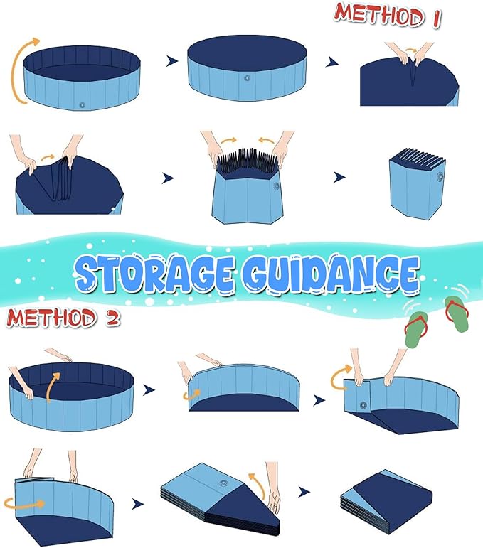 Oversize Dog Pool 75"x 16", Hyperzoo Foldable Dog Swimming Pool, Hard Plastic PVC Leakproof Doggie Wading Collapsible Pet Bathing Tub for Puppy Small Medium Large Dogs and Kids, Blue