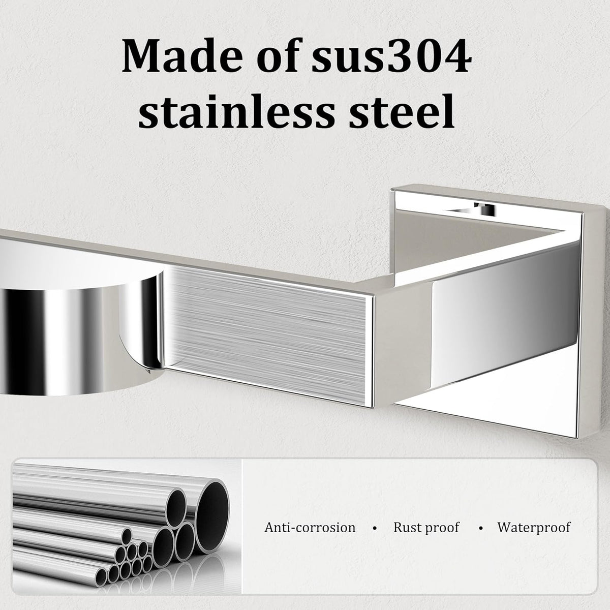 Alise Polished Chrome Towel Bars,15.75 Inch Towel Holder Towel Racks for Bathroom and Lavatory,SUS304 Stainless Steel Hand Towel Hanger Rail Wall Mount,Useable Length 13.98 Inch Towel Bar, GYT040-C