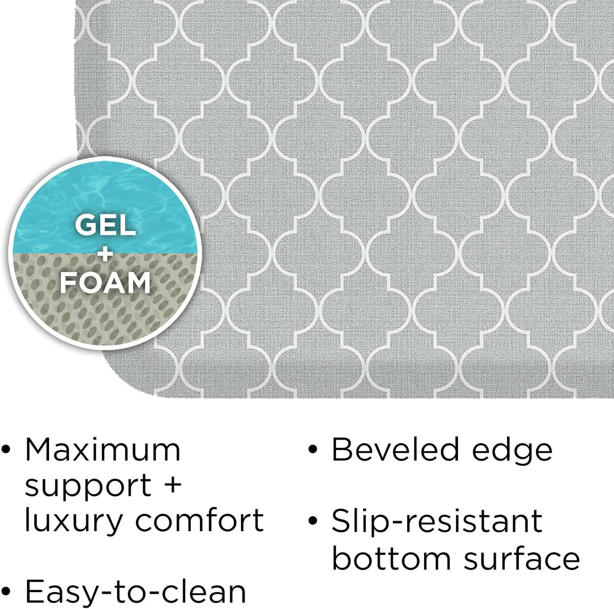 GelPro Elite Trellis Light Grey Kitchen Comfort Mat, 20" x 36