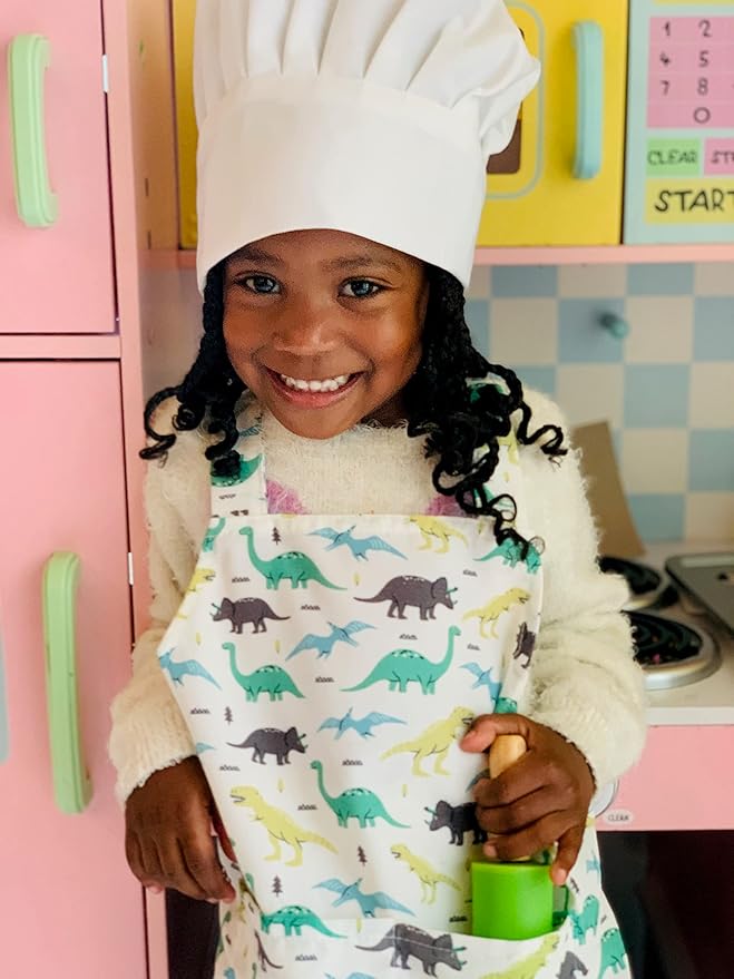 Tovla Jr. Kids Baking Gift Set with Storage Case - Cooking Kit for Children - Educational Baking Sets - Real Kid Baking Supplies with Decorating Tools Set with Apron… (Dinosaur)