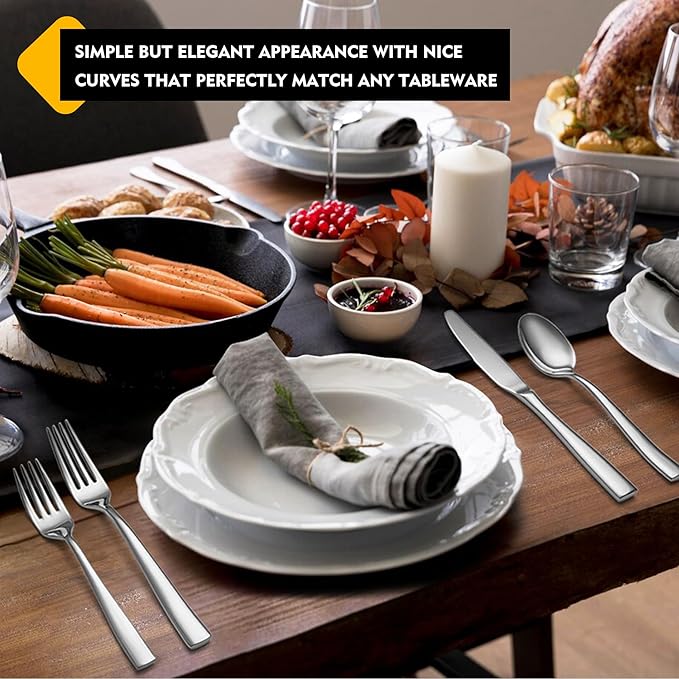 Heavy Duty Silverware Set for 8, EIUBUIE 40 Piece Stainless Steel Flatware Cutlery Set, Durable Kitchen Eating Utensils Tableware Sets Including Fork Spoon Knife Sets, Mirror Polished, Dishwasher Safe