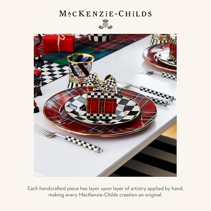 MACKENZIE-CHILDS Enamel Dinner Plate, Decorative Dinnerware Plate, 10 Inches, Tartastic