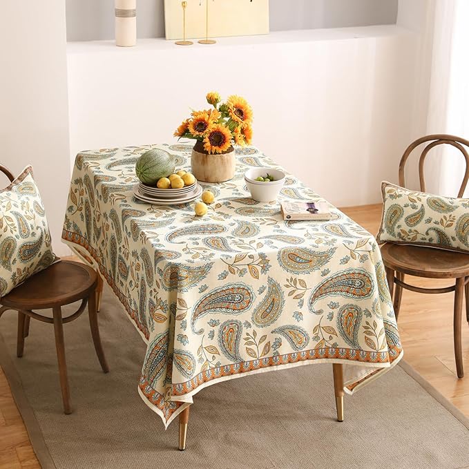 patdrea Designer Vintage French Rectangle Table Cloth,Italian Floral Wrinkle Free Farmhouse Tablecloth,Decor Table Cover for Kitchen Dining,Christmas,Tea Party,Thanksgiving,55"x79"-Lysaniya