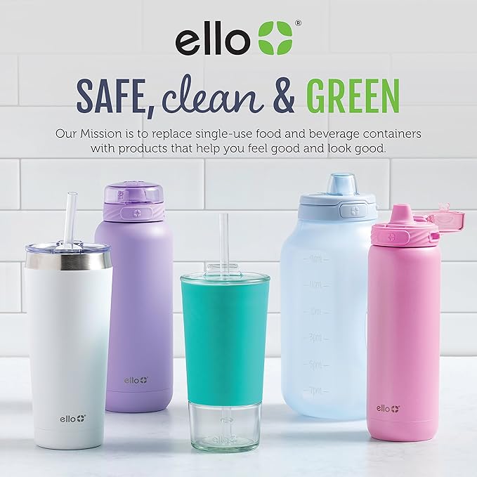 Ello Pop & Fill 32oz Stainless Steel Water Bottle with Quick Fill Technology, Double Walled and Vacuum Insulated Metal, Leak Proof Locking Lid, Sip and Chug, Reusable, BPA Free, Coastal Sunrise