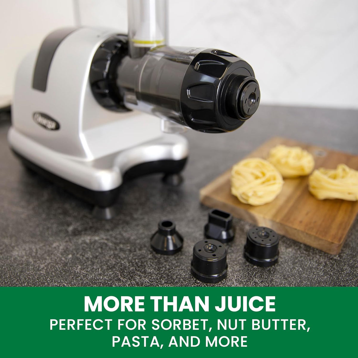 Omega Cold Press Juicer Machine, Vegetable and Fruit Juice Extractor and Nutrition System Makes Nut Milks Baby Food and Sorbets, Triple-Stage 80-RPM Slow Masticating Juicer, 200-Watts, Silver