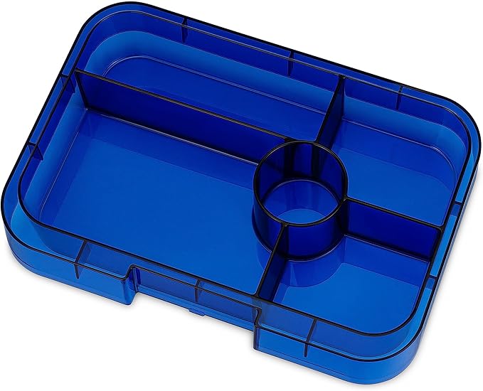Yumbox Tapas Leakproof Bento Lunch Box - 5-Compartment Bento Container for Adults and Kids; Large, Leakproof & Easy Clean; Lunch Box Kids (Monte Carlo Blue Clear Navy Tray)