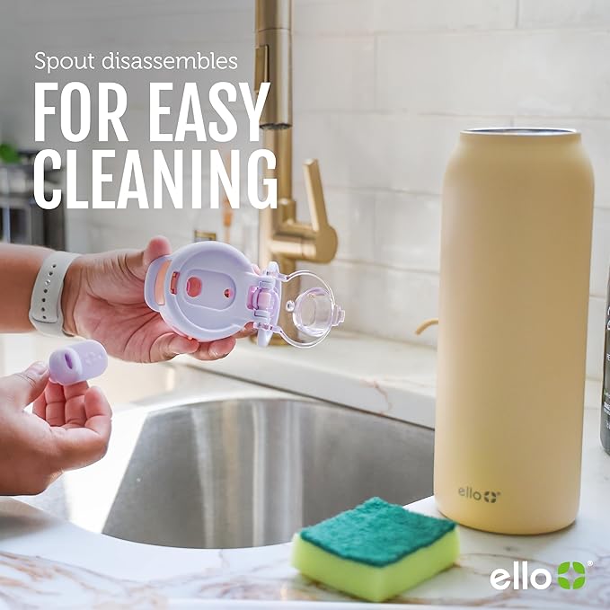 Ello Pop & Fill 22oz Stainless Steel Water Bottle with QuickFill Technology, Double Walled and Vacuum Insulated Metal, Leak Proof Locking Lid, Straw and Chug, Reusable, BPA Free, Take a Bow