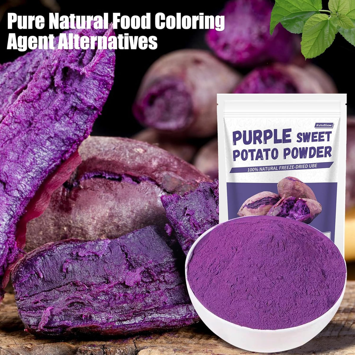 NutraBloom Purple Sweet Potato Powder, 8 Oz, Natural Food Coloring, Ube Powder, Rich Anthocyanin Superfood for Baking, Smoothies