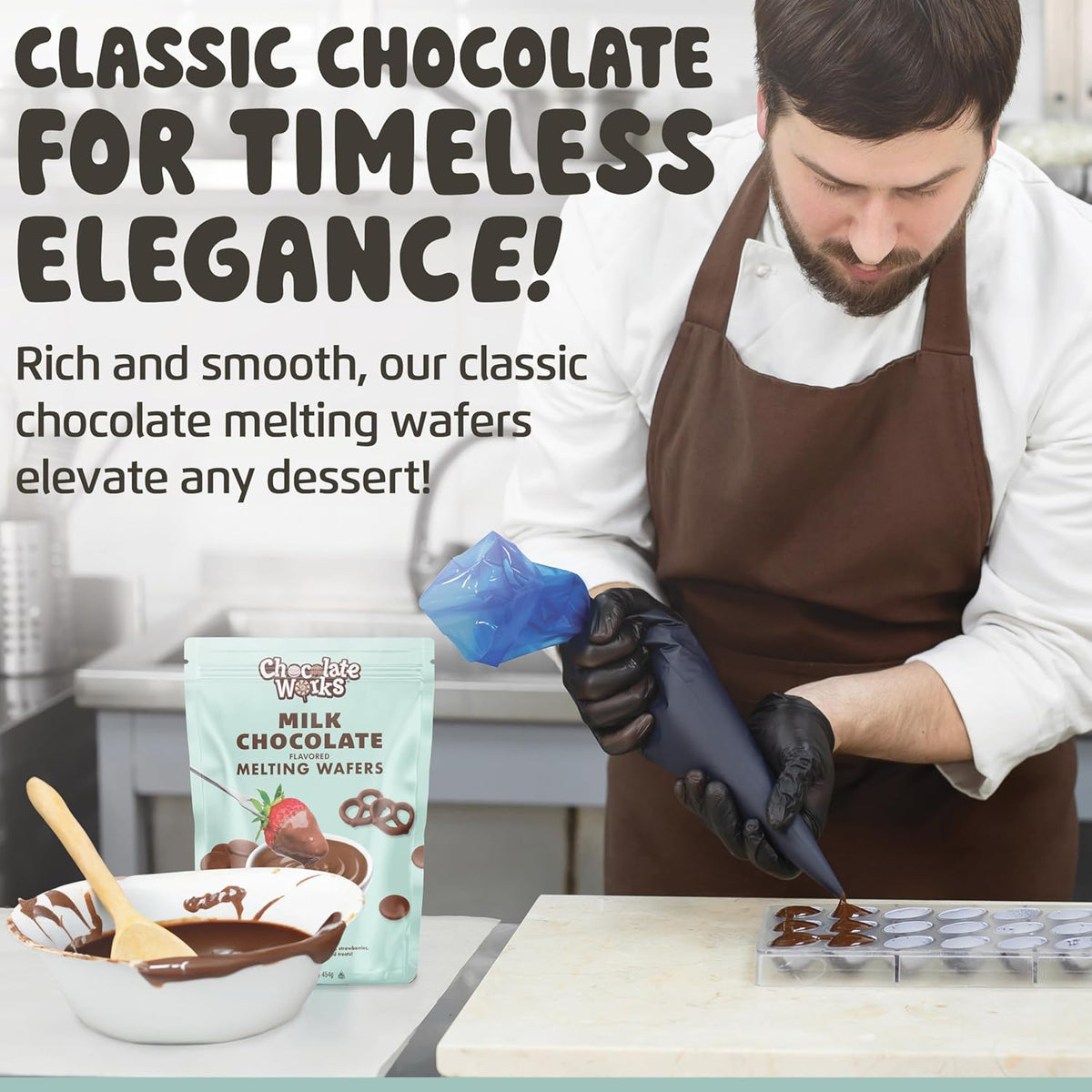 Chocolate Works Milk Chocolate Melting Chocolate Wafers, 2.5lb (Pack of 1)