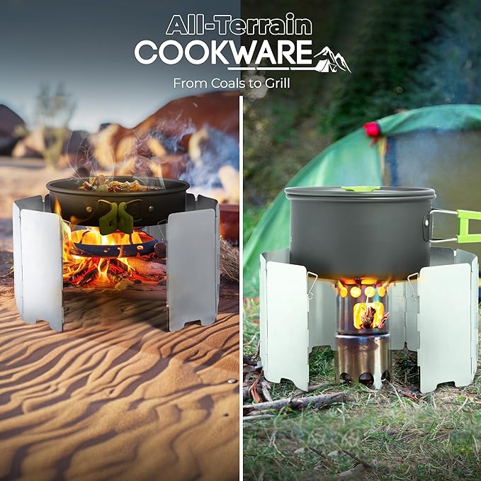 Camping Cookware Set - 19-Piece Lightweight Backpacking Cookware with Pots, Pans, Utensils - Compact Outdoor Cooking Kit for Camping, Hiking, Backpacking & Survival