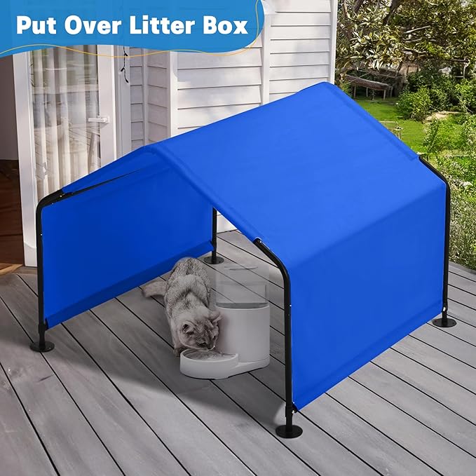 Dog Shade Shelter Outdoor 4'x4'x3' Tent for Large Medium Dogs, Outside Sun Rain Canopy Pet House for Livestock Pigs Cats with Waterproof Roof Ground Nails,Blue