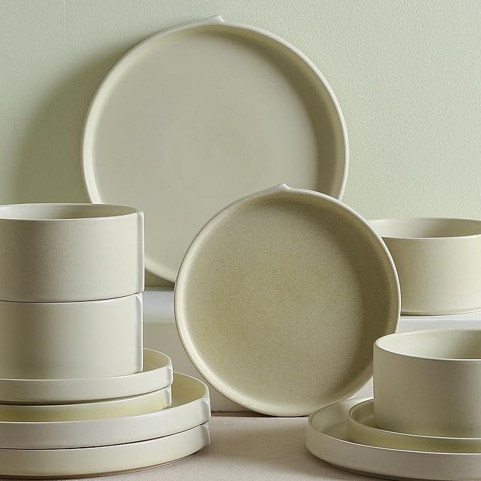 Stone Lain Bao 4-Piece Dinner Plate Set Stoneware, Beige