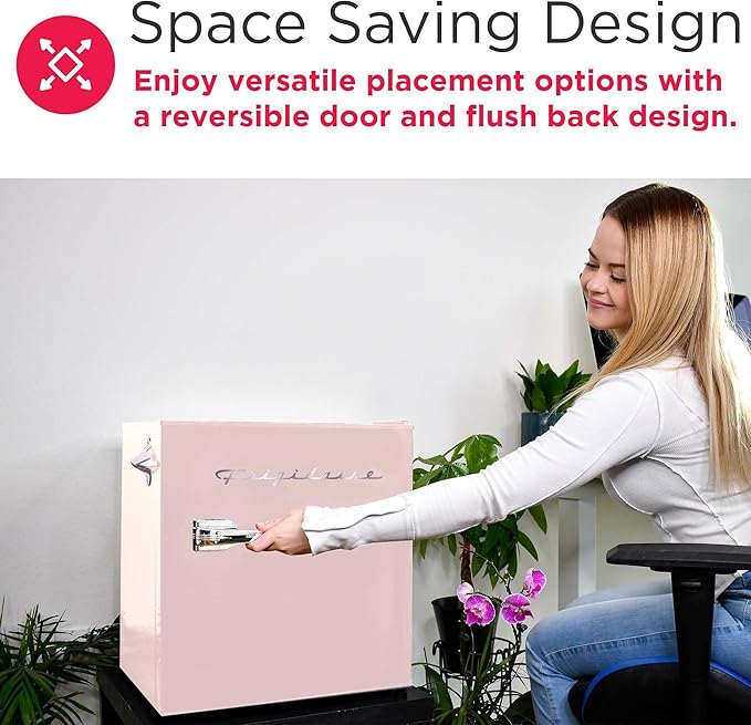 Frigidaire Coral EFR176- AMZ EFR176 Retro Mini Refrigerator-Energy Saving-Adjustable Thermostat Control-Side Mounted Bottle Opener-Ideal for for Dorm, Office, RV, Garage, Apartment 1.6 Cubic Feet