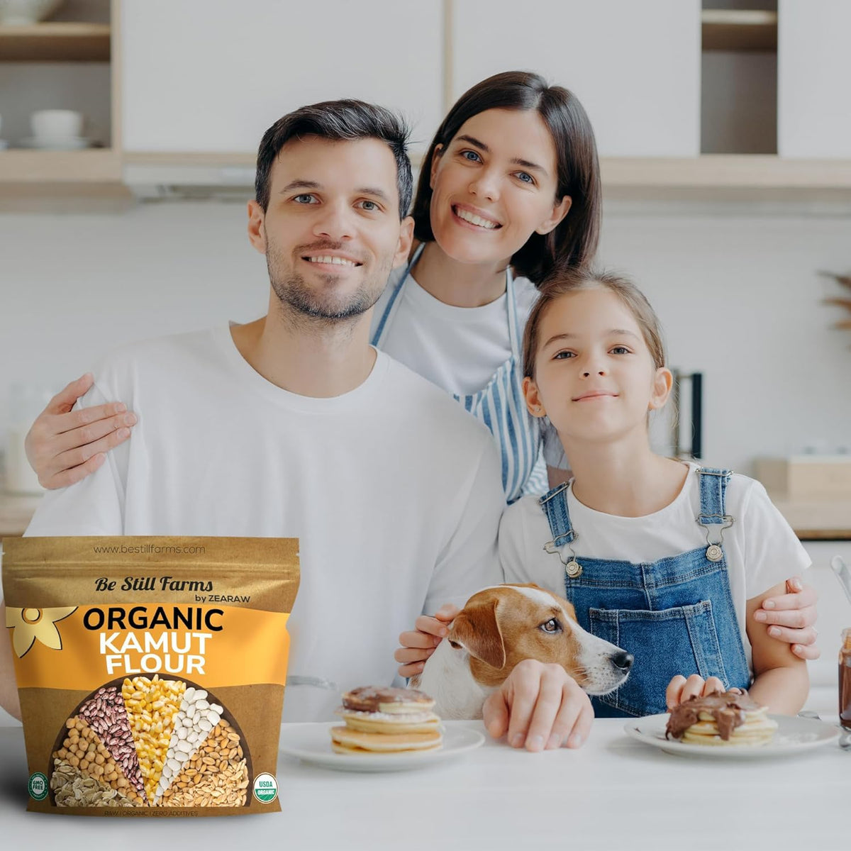 Kamut Flour Organic Bulk by Be Still Farms - Bread Flour for Baking (2.8 lb) Khorasan - Organic Whole Wheat Flour Unbleached - High in Fiber | USA Grown | USDA Certified | Vegan | Non-GMO