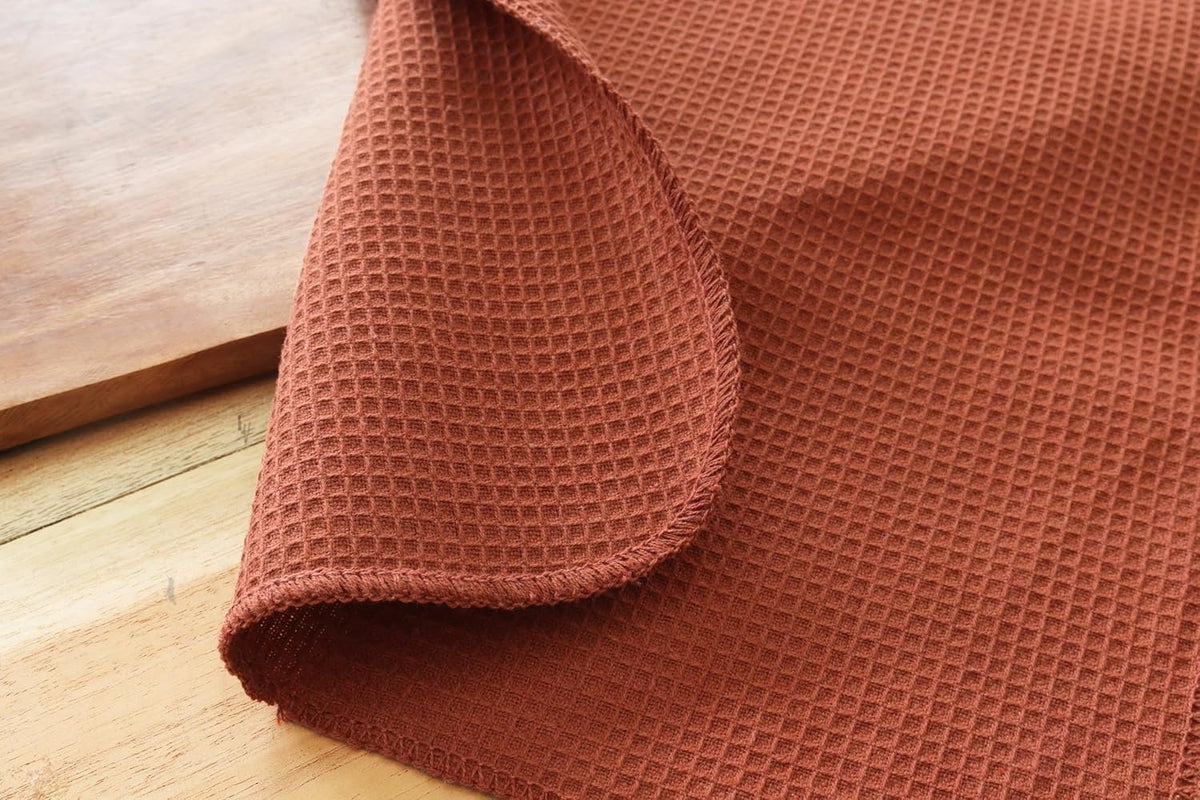 PurpleEssences Rust Dish Cloths and Dish Rags - 8 Pack Waffle Weave Solid Kitchen Dish Wash Cloths, 100% Cotton, 12 x 12 Inches, Ultra Soft Absorbent Quick Drying - Spring Summer Easter - Rust