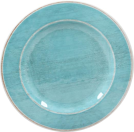 Carlisle FoodService Products Grove Reusable Plastic Plate Dinner Plate with Wide Rim for Home and Restaurant, Melamine, 11 Inches, Aqua, (Pack of 12)