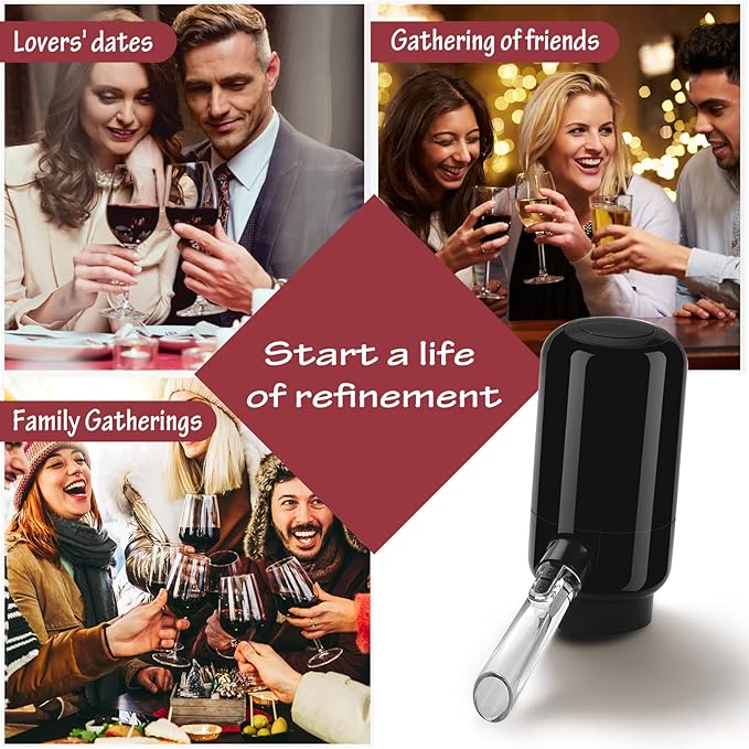 Electric Wine Aerator Pourer,Portable One-Button Wine Dispenser Machine and Wine Decanter Multi-Smart Automatic Filter Wine Pourer for Red Wine,Best Wine Gifts for Women and Wine Lovers