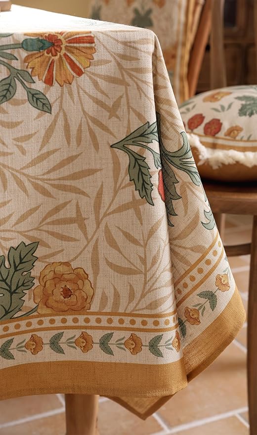 patdrea Designer Linen Tablecloth for Square Table,Vintage Durable Floral Pattern Table Cloth,Dacorative Cover for Kitchen Dining,Parties Christmas,Thanksgiving,Party,67"x67"-Cornflowers