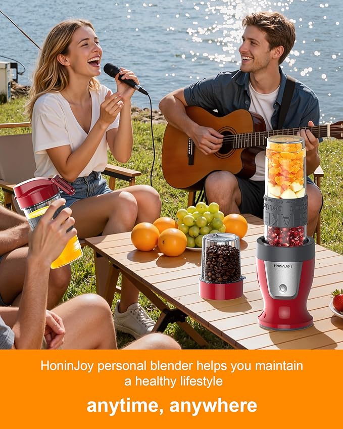 Smoothie Blender, 650W Personal Blenders for Shakes and Smoothies with Grinder Cup & 2 BPA-Free Portable Cups (20oz+14oz), Portable Blender for Juices, Smoothies Maker for Kitchen, Red