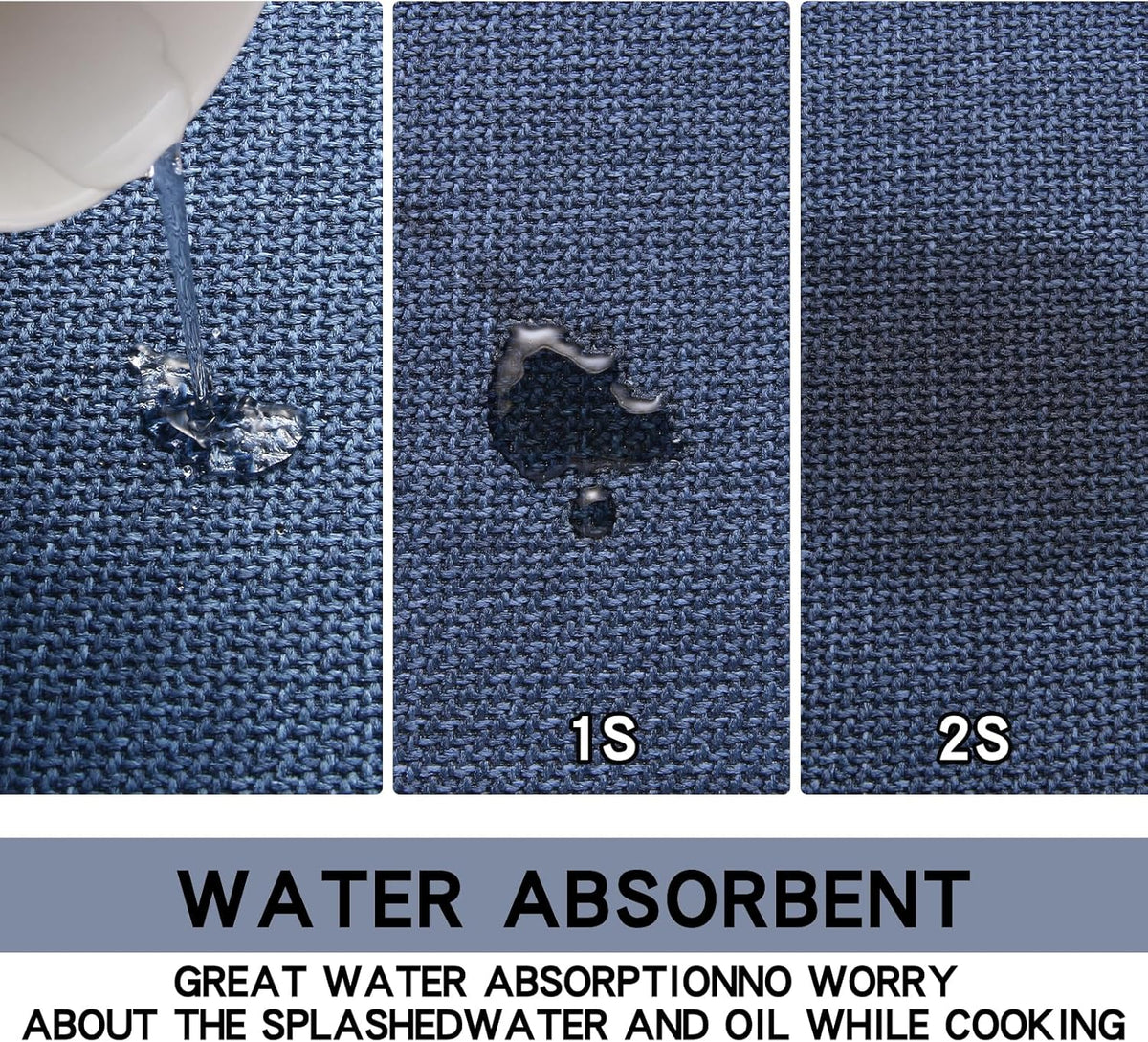 Kitchen Mat Set of 2 PCS, Cushioned Non Slip Rugs for Kitchen Floor, Absorbent Runner Comfort Standing Mats Washable for Kitchen, Office, Home (Dark Blue, 17.3"x47"+17.3"x30")