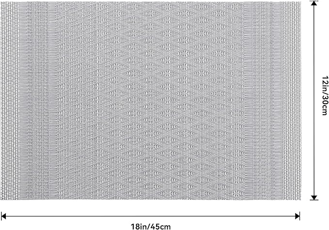 Leetaltree Lunar Grey Placemats Set of 12 - Heat Resistant Non-Slip Place mats for Dining Table, Washable Durable PVC Vinyl Woven Table Mats(Lunar Grey, 12)