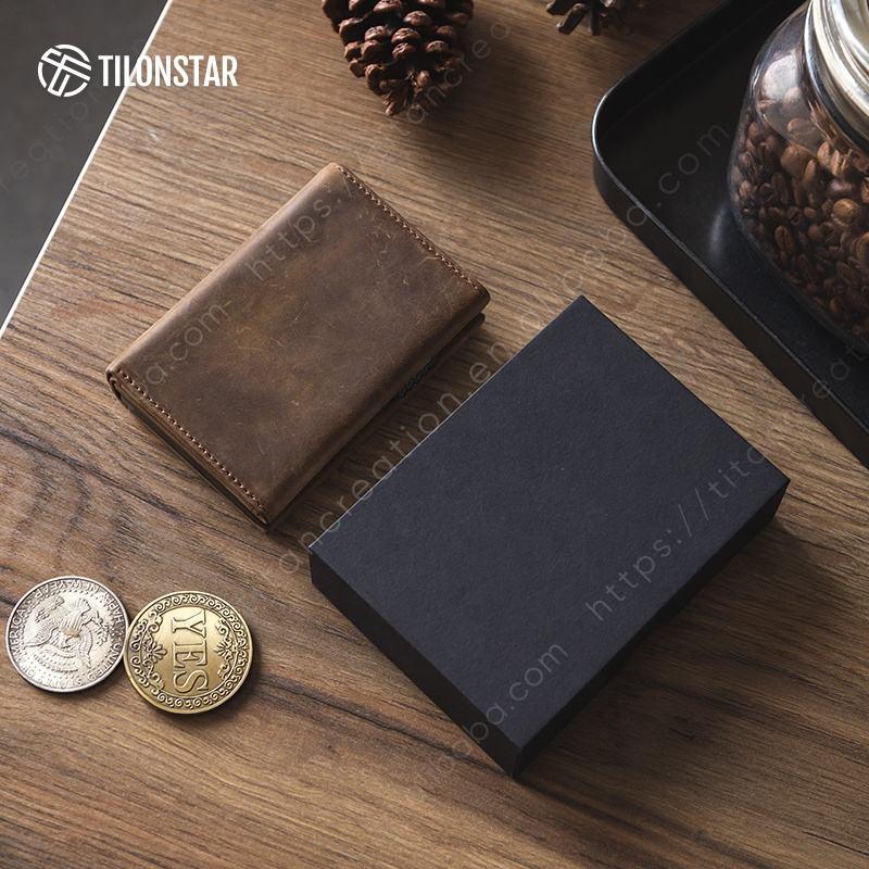 Snavya Crazy Horse Genuine Leather Card Holder – Aluminum Automatic Pop-Up Wallet for Men | Slim RFID ID Holder