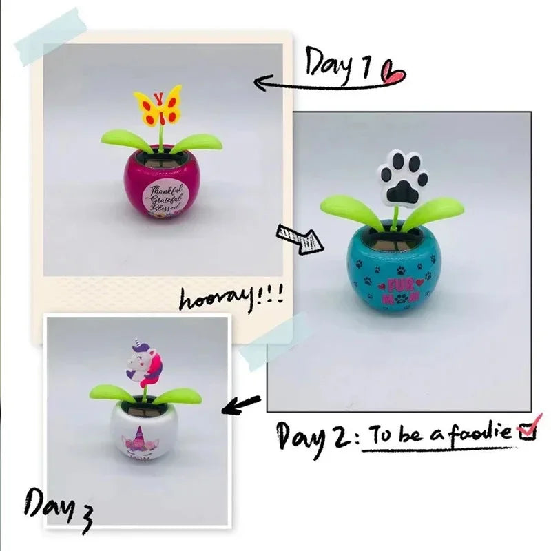 Solar Swing Flower Car Ornament