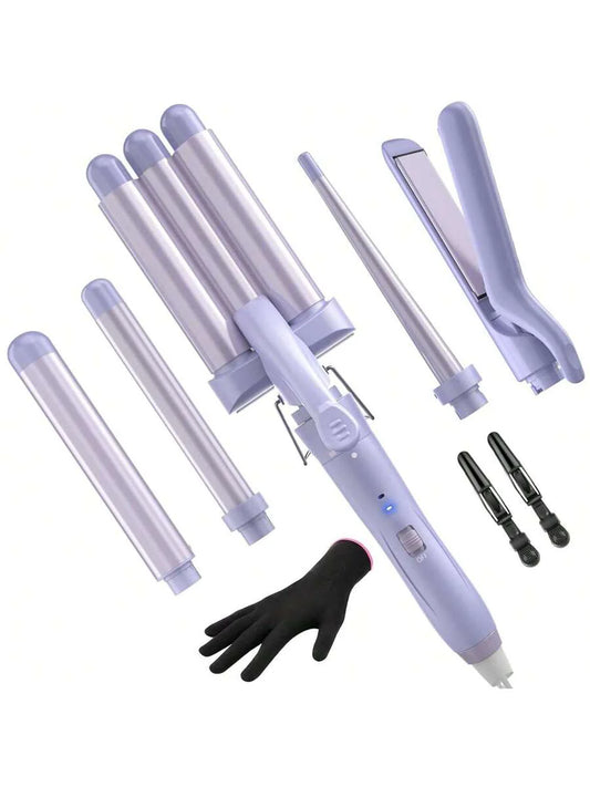 5 In 1 Wand Curling Iron-Curling Wand Set With Hair Straightener