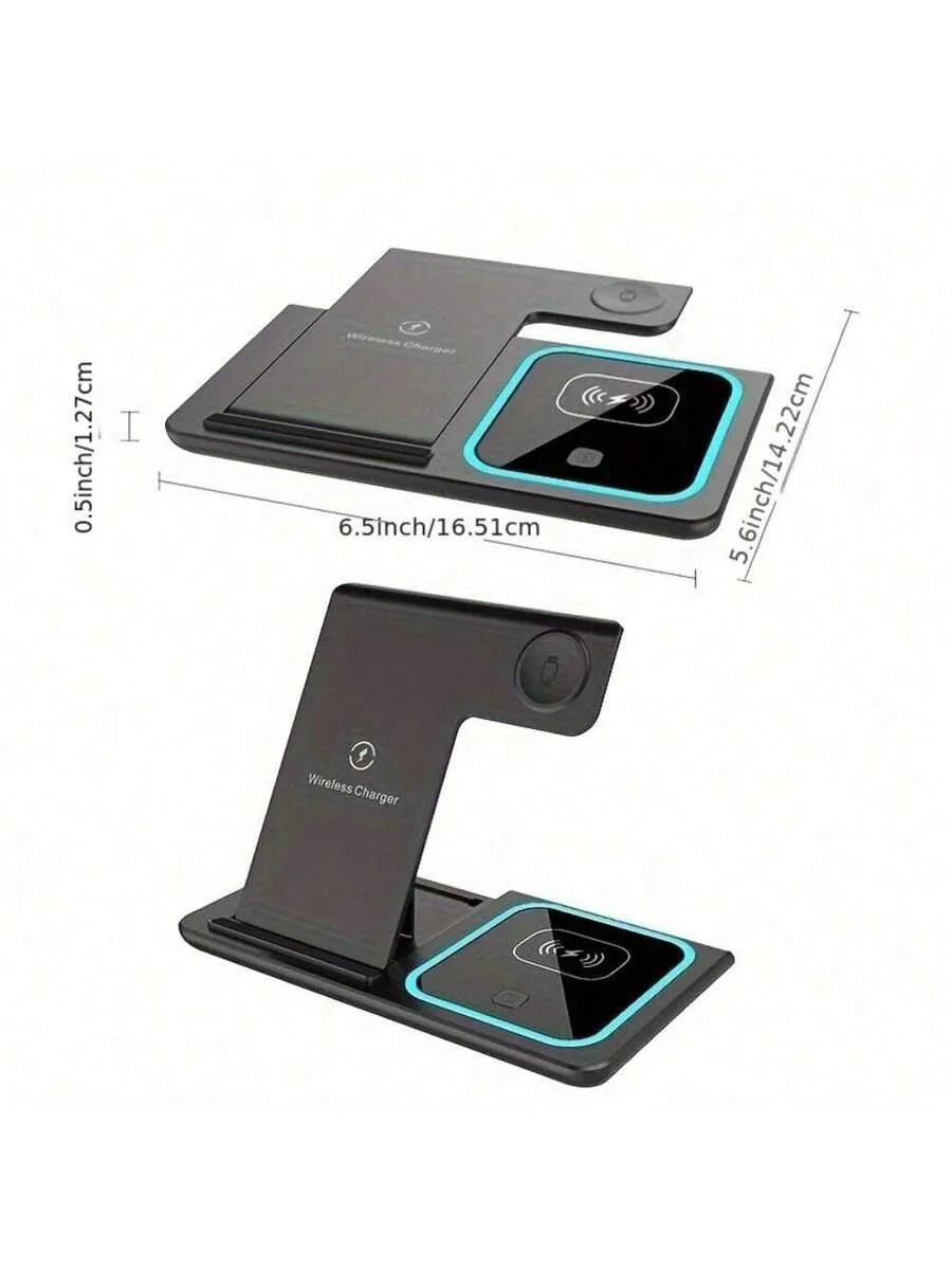 AmSengo 15W Foldable 3-In-1 Fast Wireless Charging Station