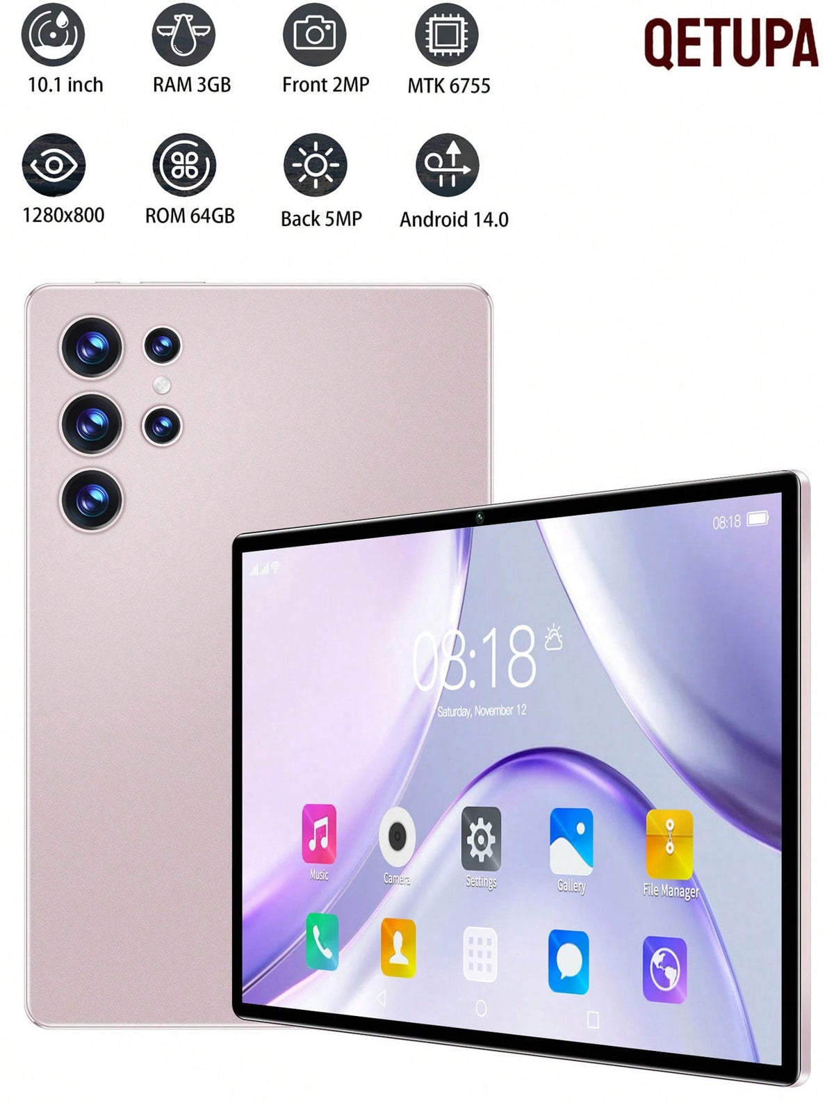 Qetupa 10.1-Inch Android 14 Tablet