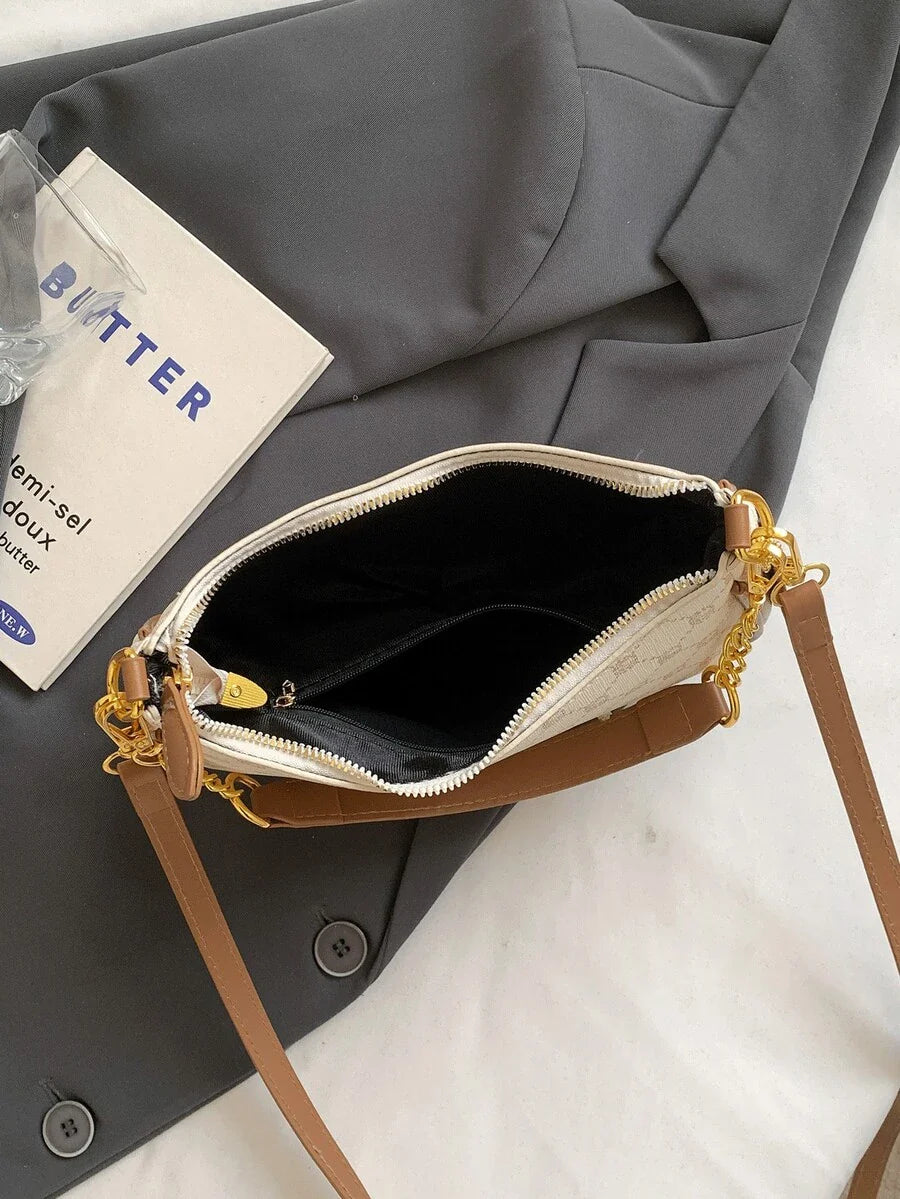 White Ladies' Shoulder Bag Made Of PU Material