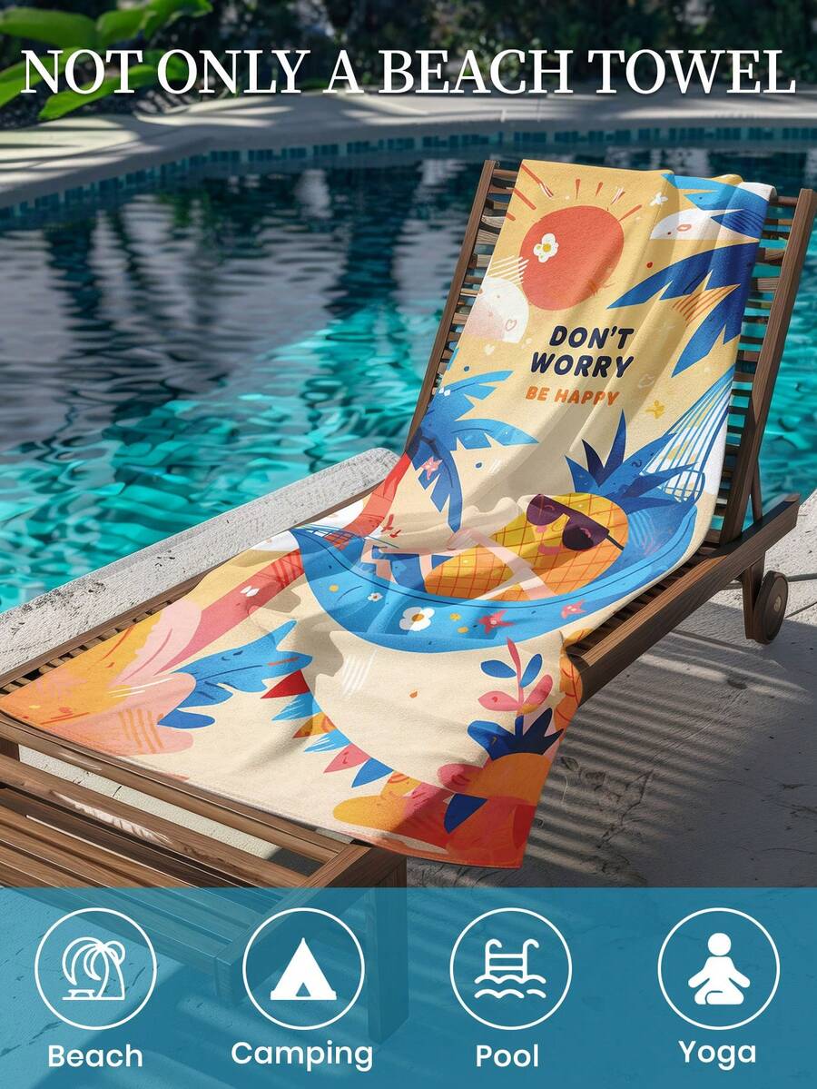 1pc Printed Beach Towel, Summer Fruit Pattern Swimwear