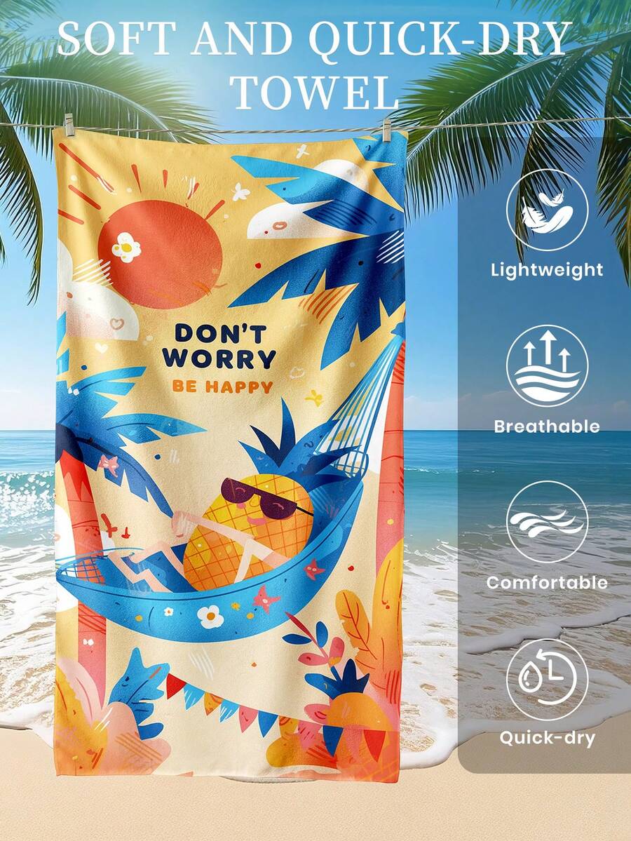 1pc Printed Beach Towel, Summer Fruit Pattern Swimwear