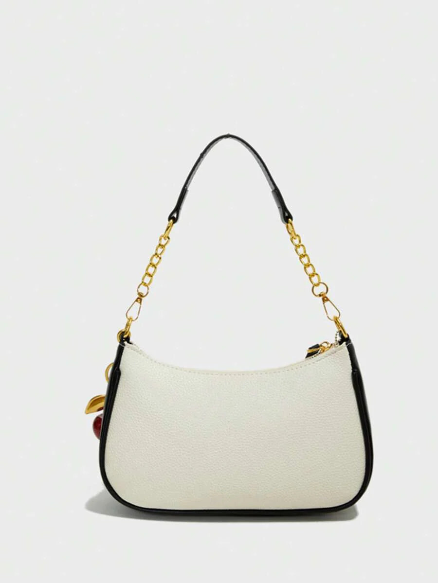 White Ladies' Shoulder Bag Made Of PU Material