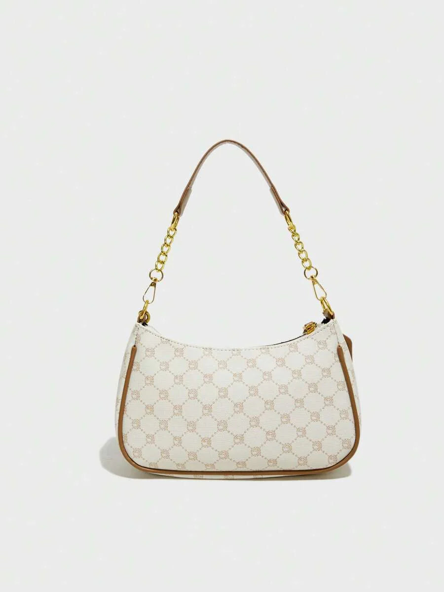 White Ladies' Shoulder Bag Made Of PU Material
