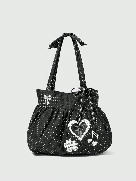 ROMWE Anime Black Heart Shoulder Bag
