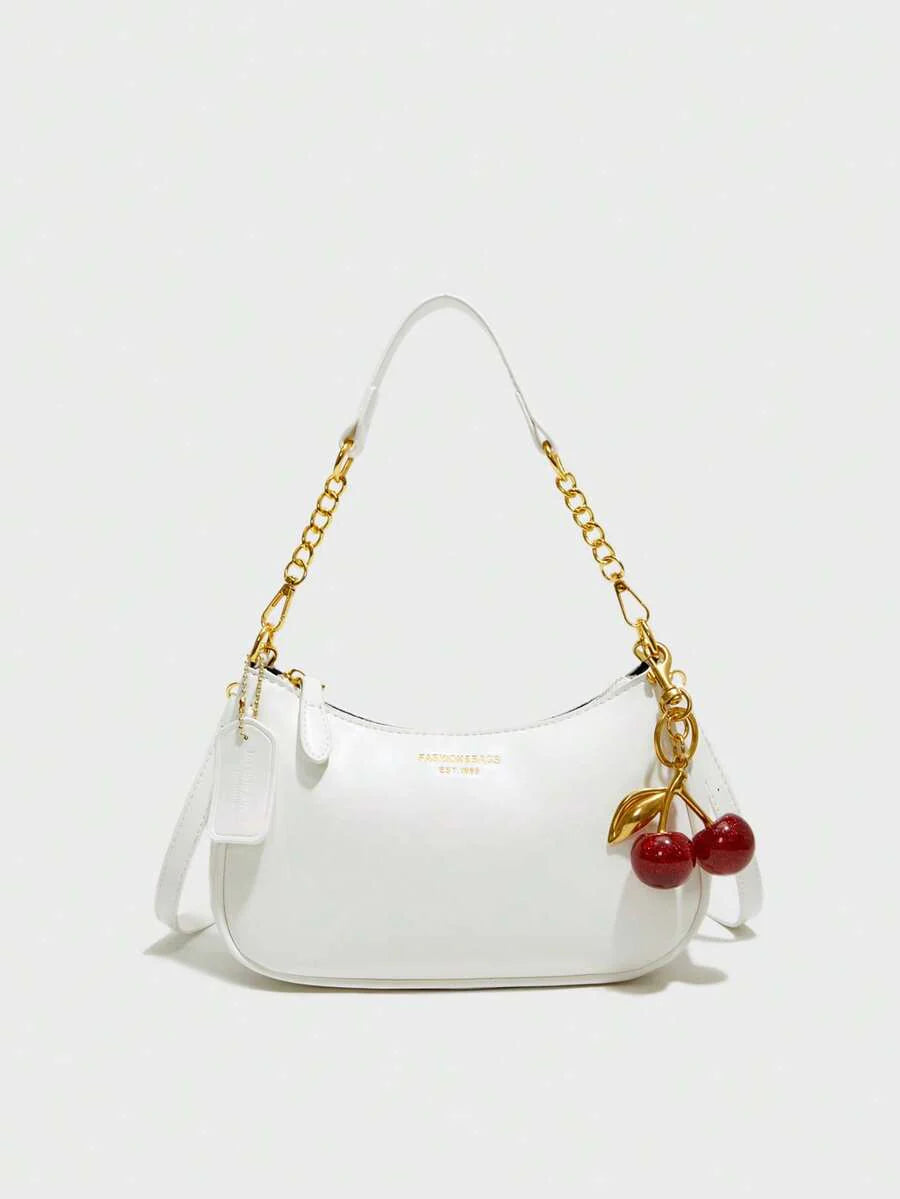 White Ladies' Shoulder Bag Made Of PU Material