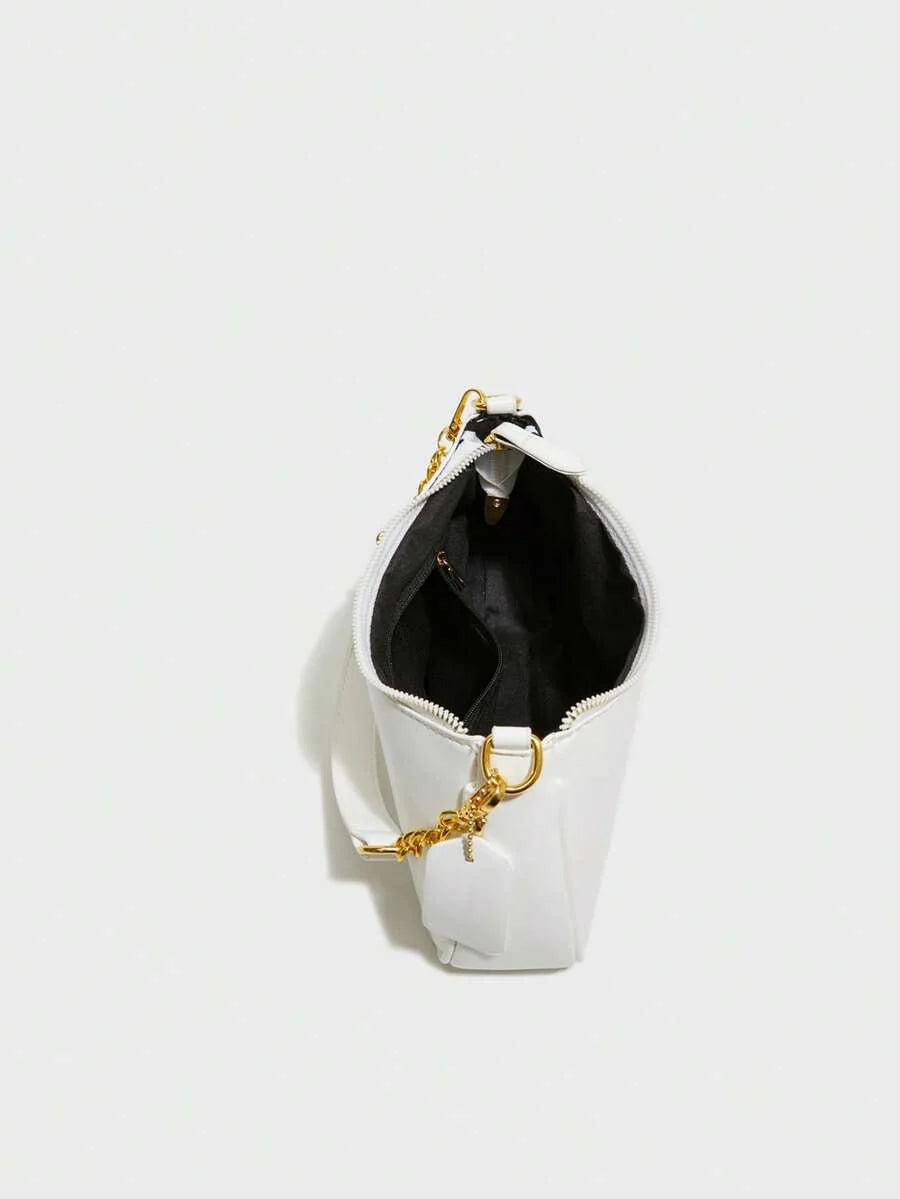 White Ladies' Shoulder Bag Made Of PU Material