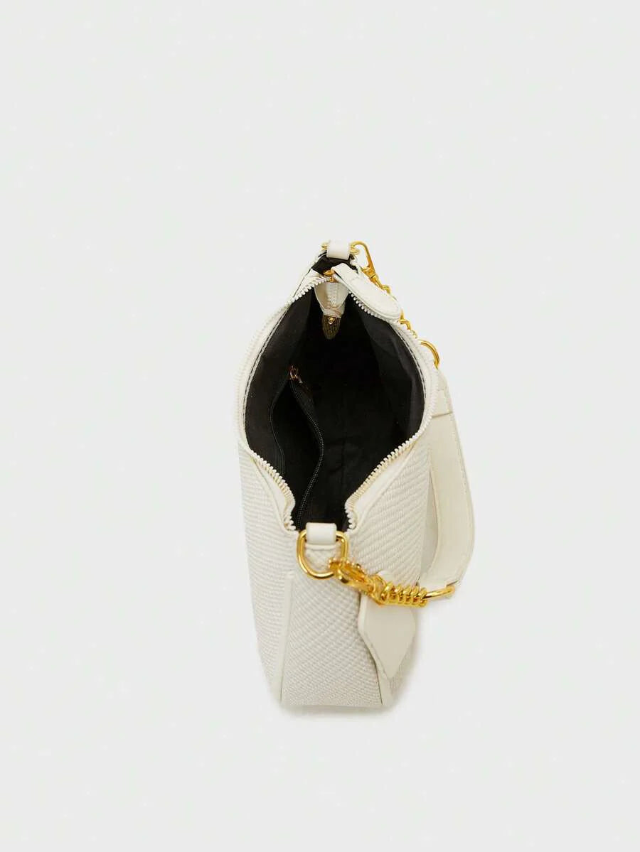 White Ladies' Shoulder Bag Made Of PU Material