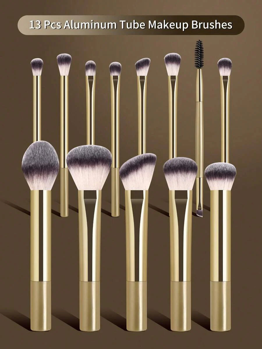 MAANGE Professional Soft Hair Aluminum Tube Makeup Brush Set