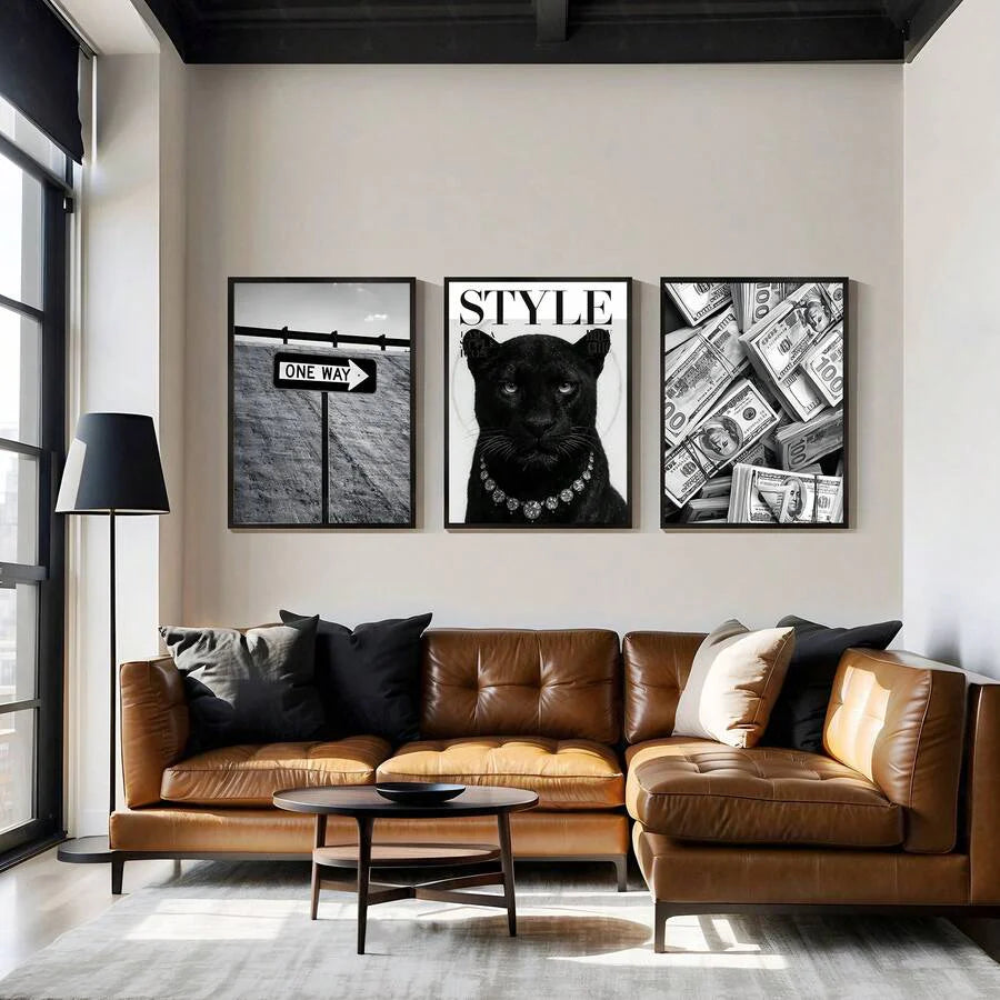 Leopard Cheetah Mural Decorative Canvas Painting Pink Fashion