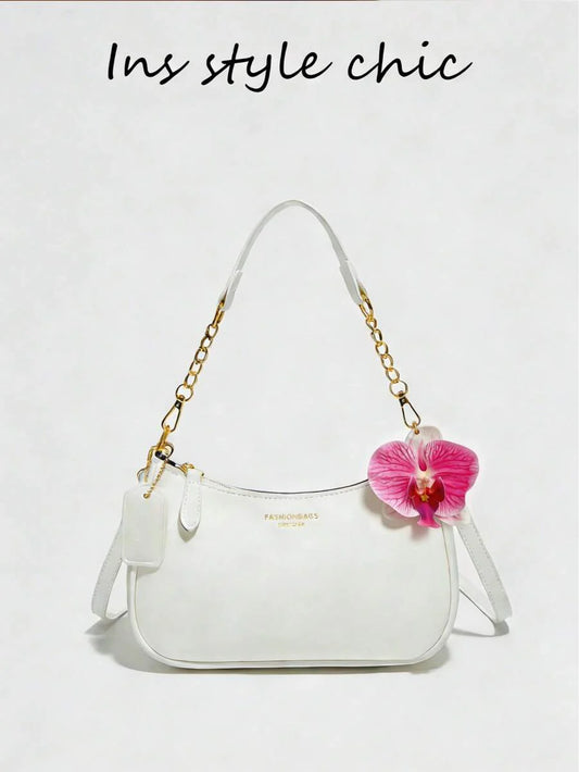 White Ladies' Shoulder Bag Made Of PU Material