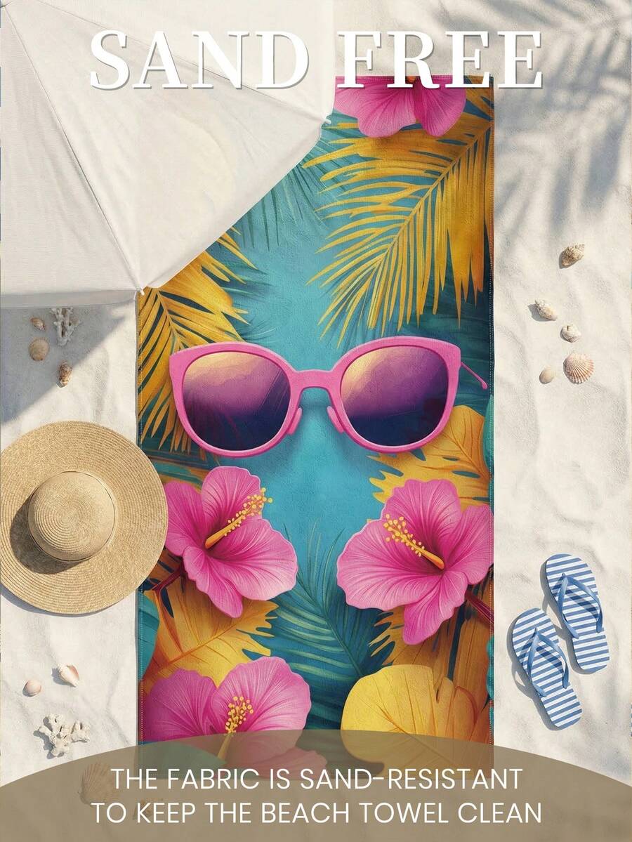 1pc Printed Beach Towel, Summer Fruit Pattern Swimwear